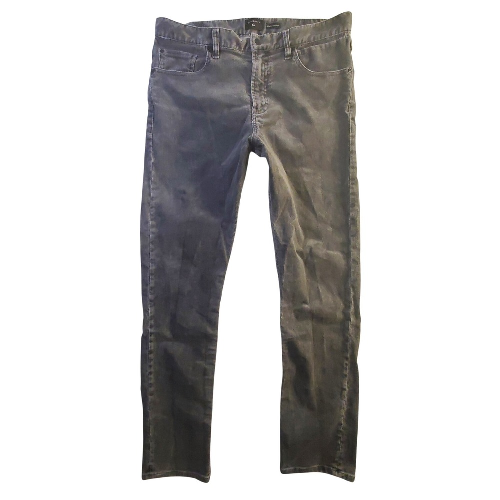Quiksilver Corduroy Pants Men 34x31 Gray Straight Taper Fit Stretch Skate Surf